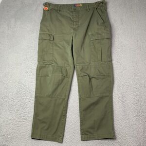 Empyre Green Cargo Pants Men 36 Green Side Buckle Double Knee Utility